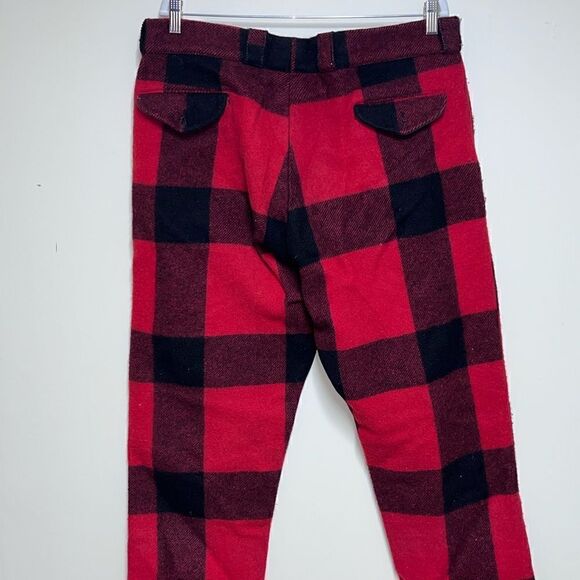 Vintage 1940’s Johnson Woolen Mills Wool Hunting Pants Red Black Sz 38 Waist - Picture 2 of 8